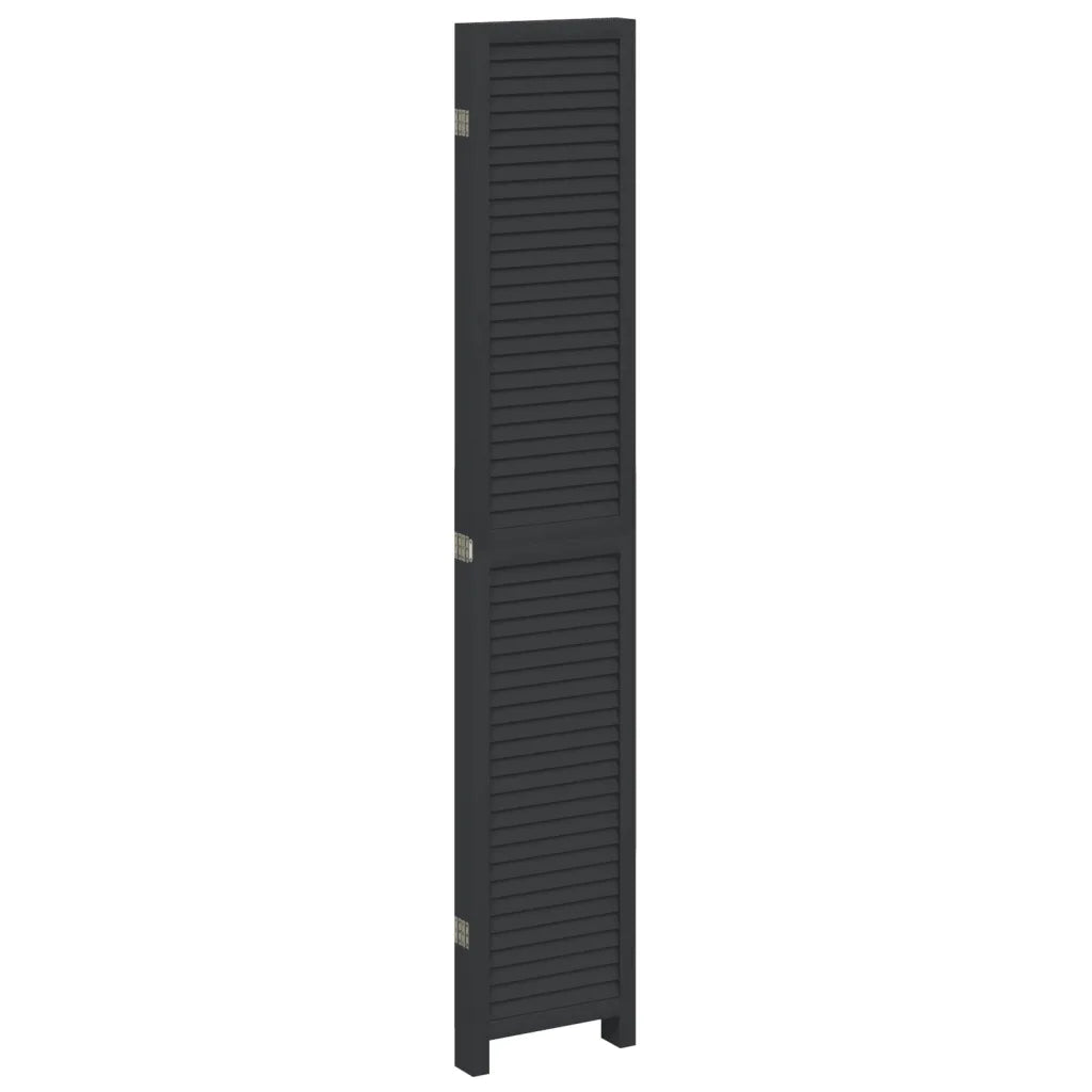 Divisorio Ambienti | Divider per stanze | Paravento 5 Pannelli Nero Legno Massello di Paulownia