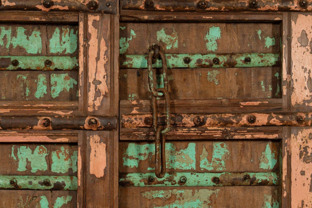 Biscottini Porta portone in legno massello e ferro da interno o da esterno vecchia e antica medievale scorrevole