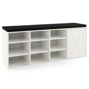 Panca portascarpe con spazio di archiviazione organizzato 110,5 x 30 x 49 cm seduta comoda con cuscino imbottito stile moderno legno bianco 20_0010586