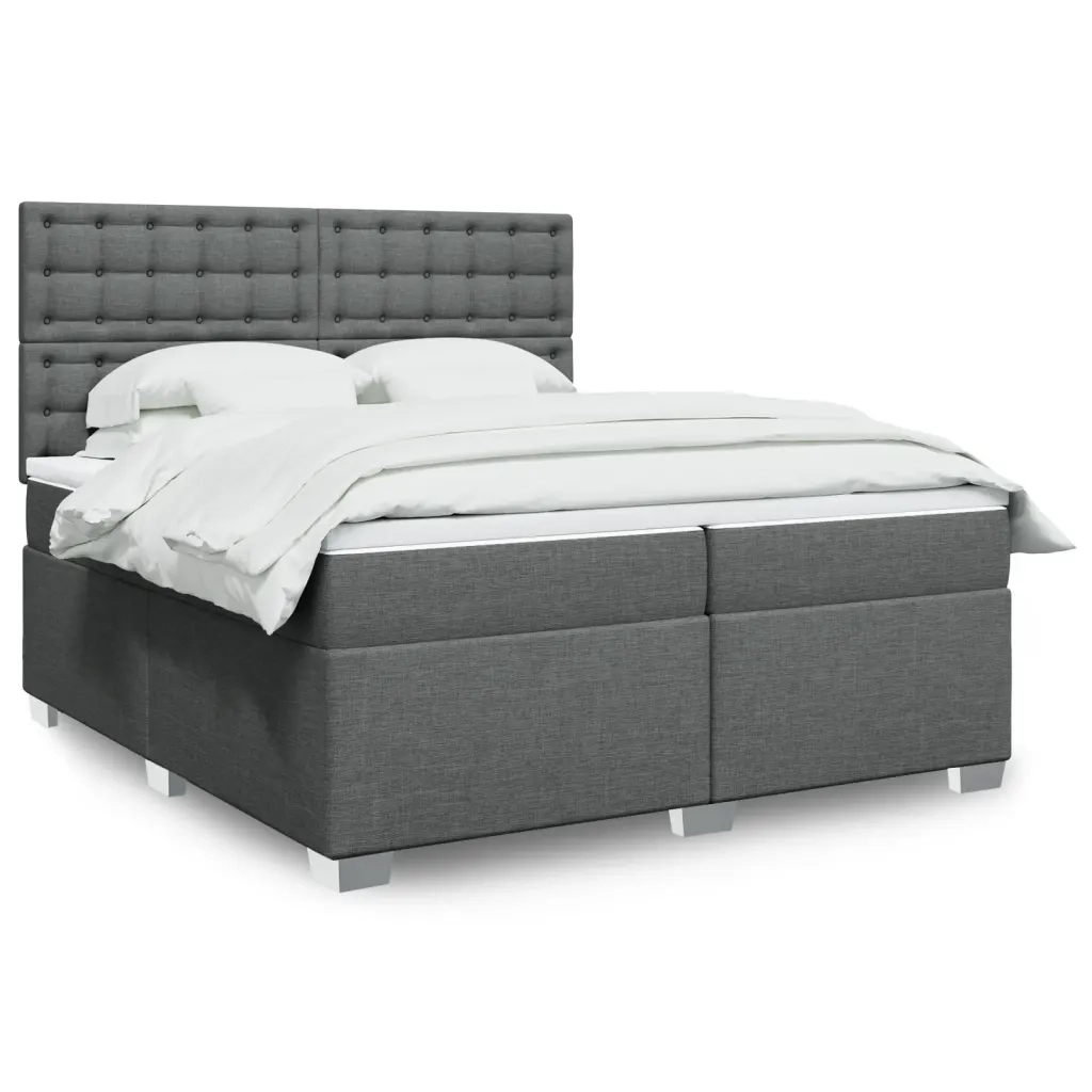 Giroletto a Molle con Materasso Grigio Scuro 200x200 cm Tessuto 3292910