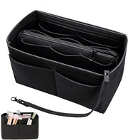 Organizzatore di borsa multifunzionale, tasca di tasca 2 in 1 con contenitori rimovibili per donne Nero Medio (27 * 16 * 16 cm)