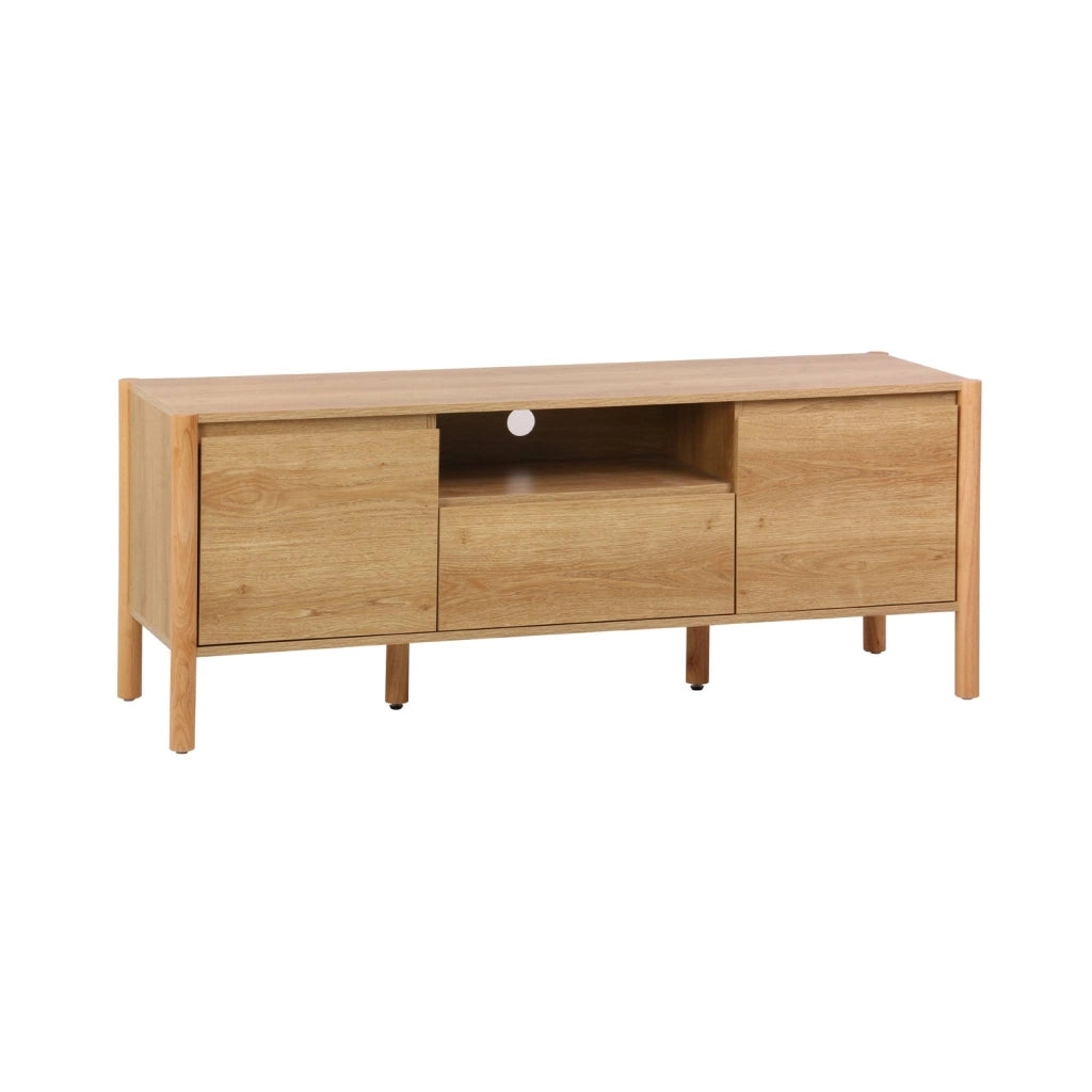 Mobile tv decorazione legno 2 ante 1 cassetto 140cm, marrone naturale