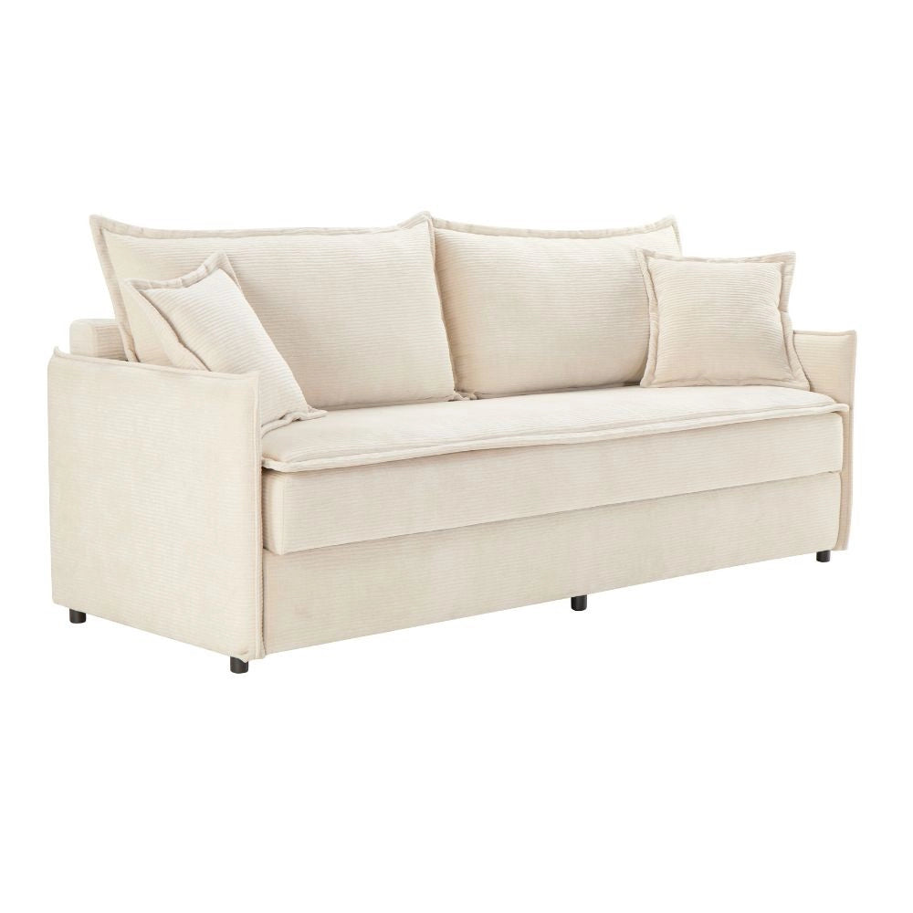 Divano Letto Ghide colore panna 217x86x95H:Comfort e Funzionalità