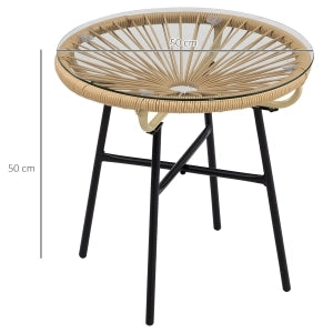 Tavolino Da Giardino Stile Boho 50 X 50 X 50 Cm Rattan Beige Per Terrazza E Balcone