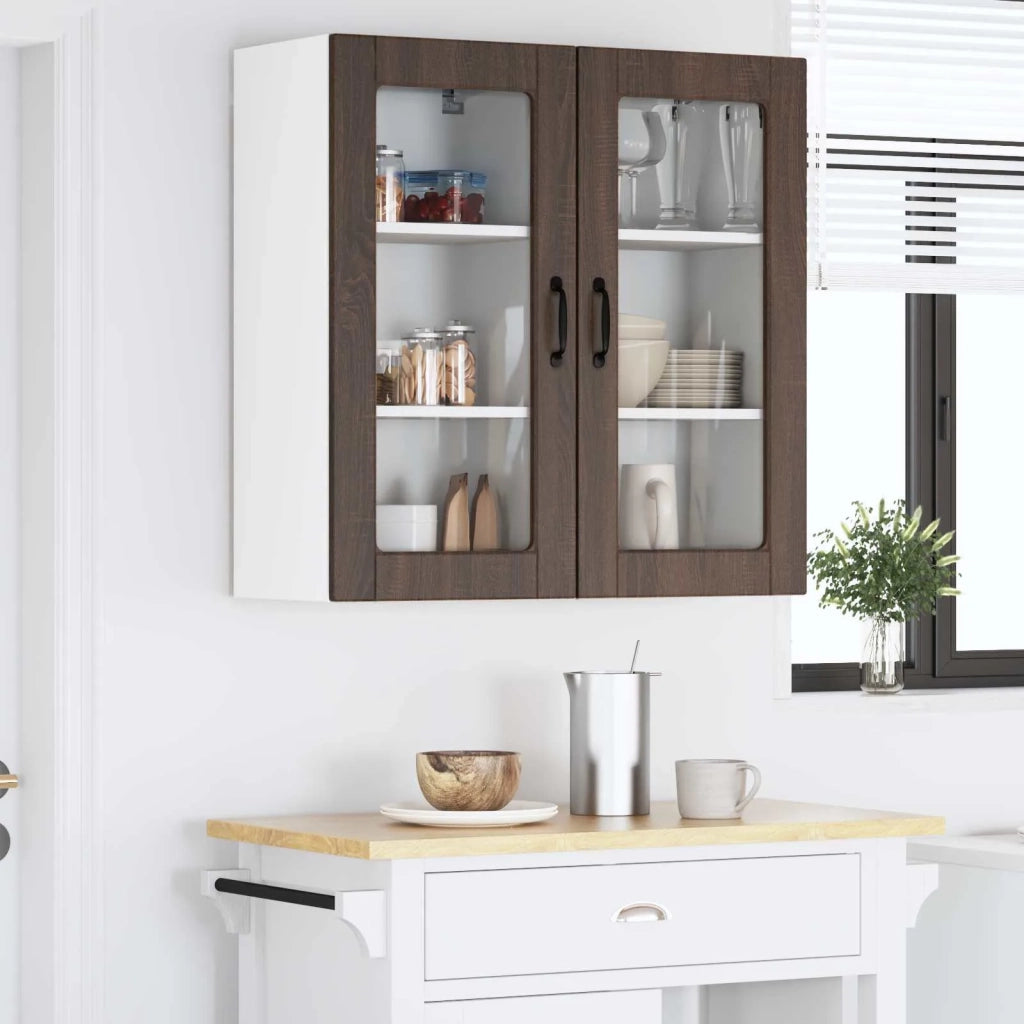 Mobile in vetro da parete LUCCA 2 pcs Rovere Marrone
