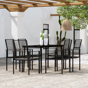 Set Mobili da Pranzo per Giardino 7 pz Nero cod mxl 41193