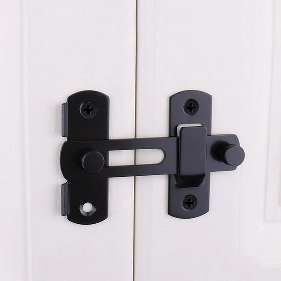 Chiusura a scorrimento Flip Lock (2 pezzi), piccole chiusure di sicurezza nere per armadietti del vino, porte degli armadi, bagni, armadi esterni e finestre.