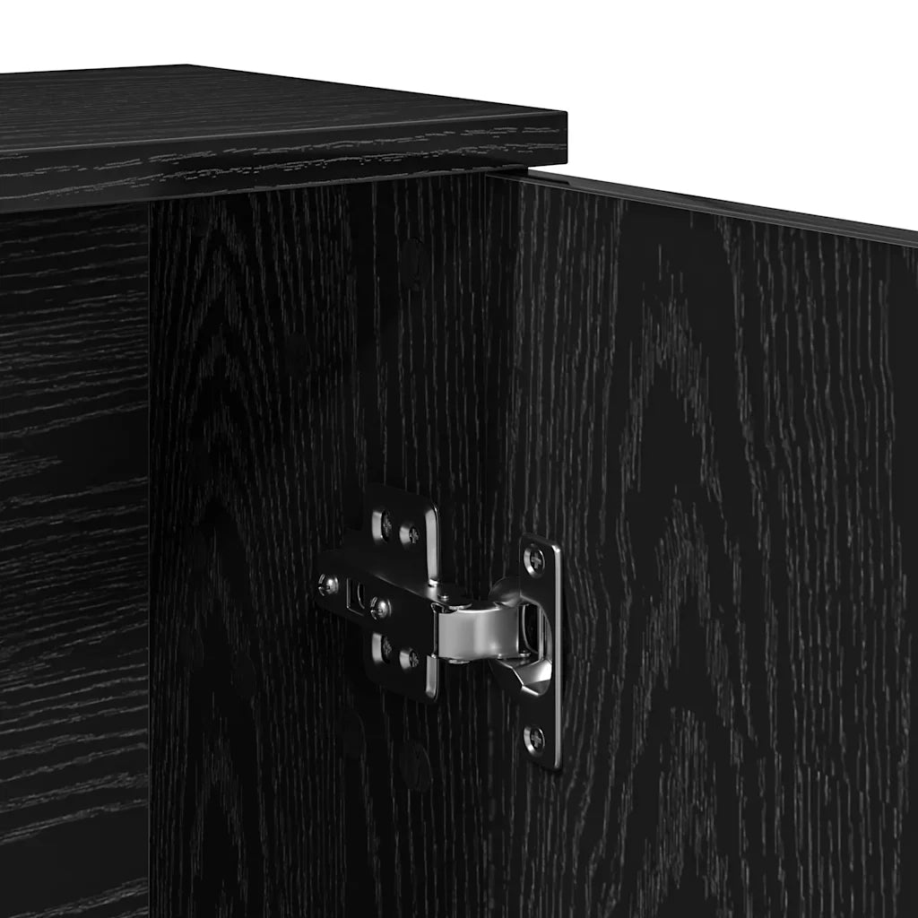 Mobile da Bagno | Armadio da bagno con Portarotolo Nero 39x22x90 cm