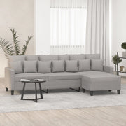 Divano a 3 Posti con Poggiapiedi Grigio Chiaro 210cm in Tessuto cod mxl 65566
