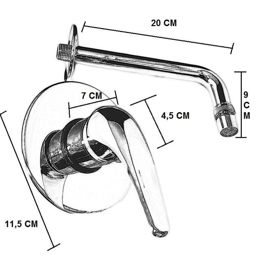 Rubinetto miscelatore per lavabo a parete con maniglia classica