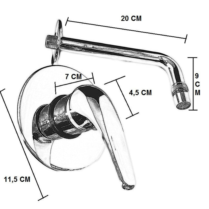 Rubinetto miscelatore per lavabo a parete con maniglia classica