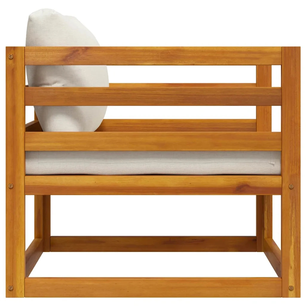 Sedia da patio-Sedia da Giardino con Cuscino Crema in Legno Massello di Acacia 350354