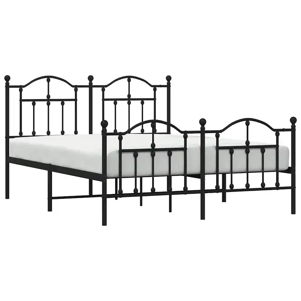 vidaXL Giroletto con Testiera e Pediera Metallo Nero 150x200 cm