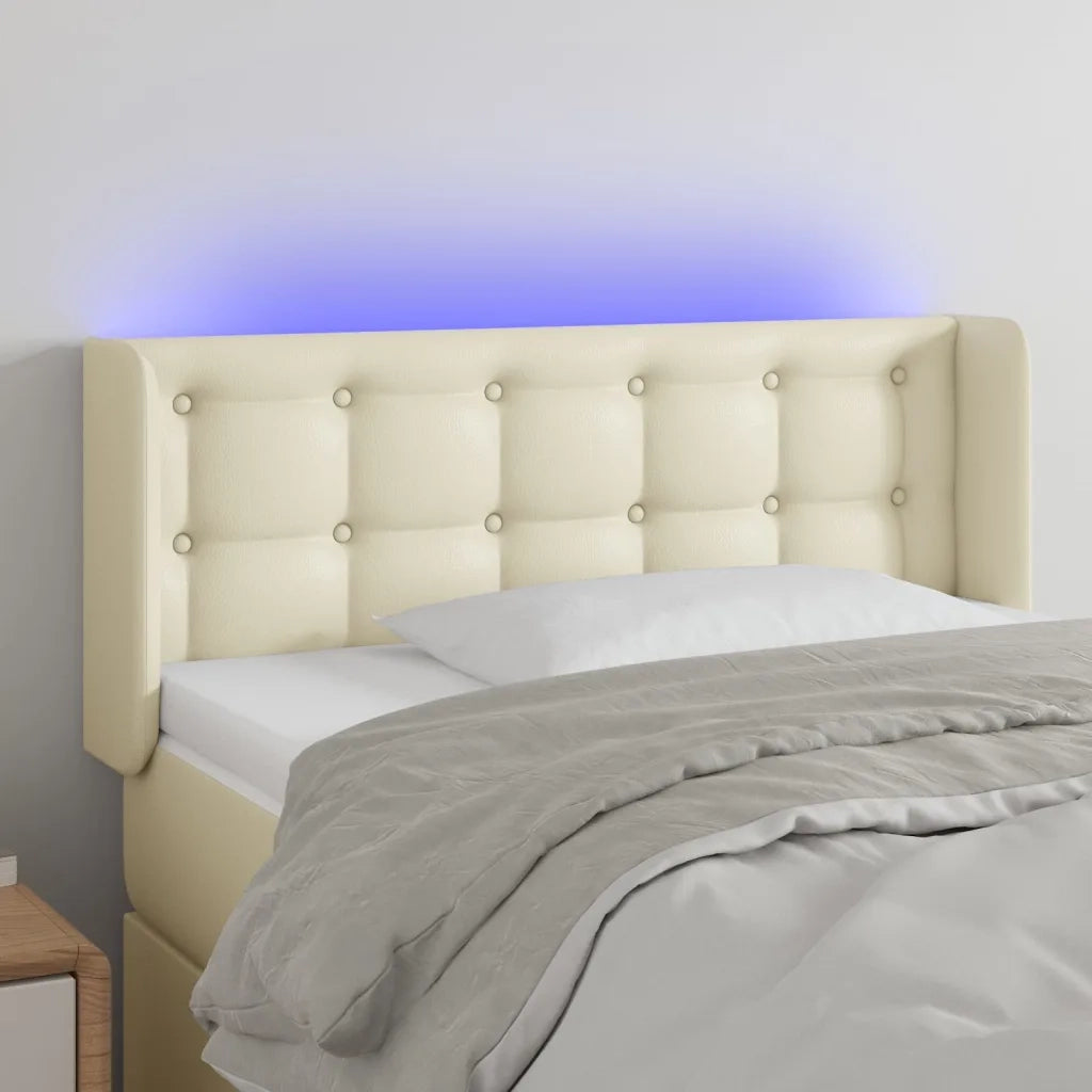 Testiera a LED Crema 93x16x78/88 cm in Similpelle cod mxl 48103