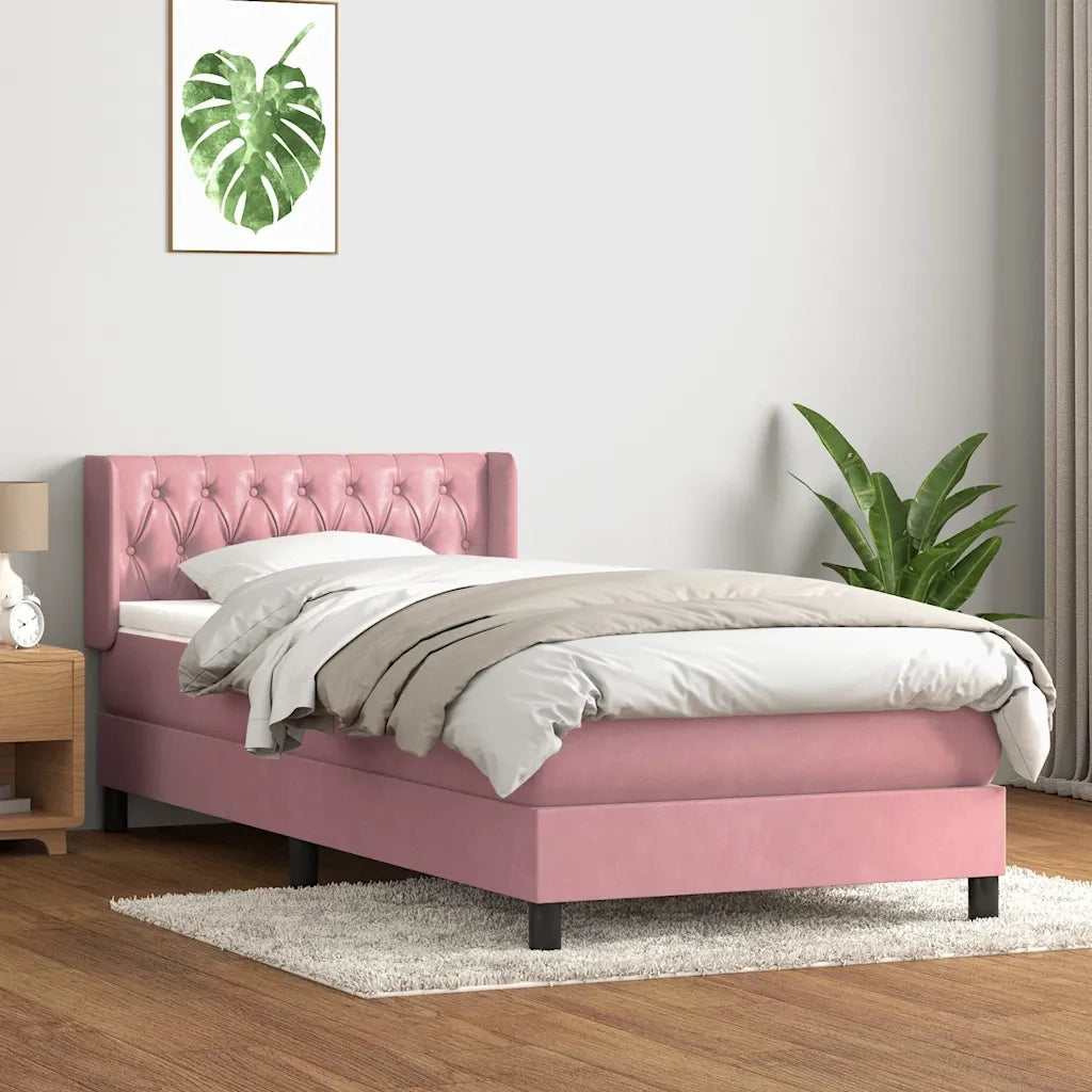 Giroletto a Molle con Materasso Rosa 90x220 cm Velluto 3318398