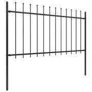 Recinzione da Giardino | Recinzione da cortile con Punta a Lancia in Acciaio 1070x100 cm Nera
