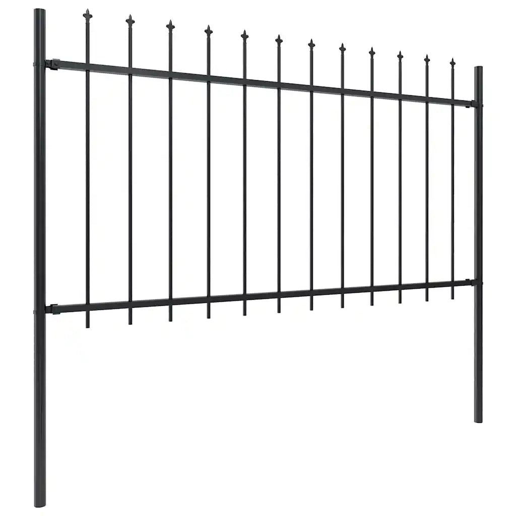 Recinzione da Giardino | Recinzione da cortile con Punta a Lancia in Acciaio 1070x100 cm Nera