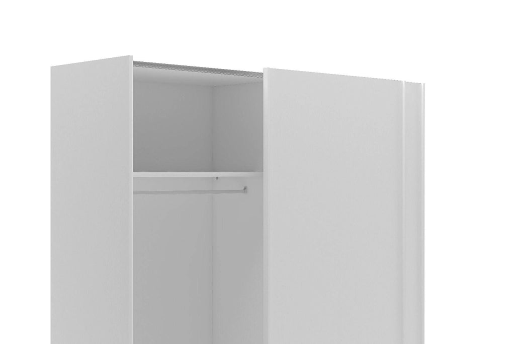 Guardaroba 0, Armadio moderno a 2 ante scorrevoli, Mobile moderno da camera con tubo appendiabiti e ripiano, Made in Italy, Cm 180x60h202, Bianco
