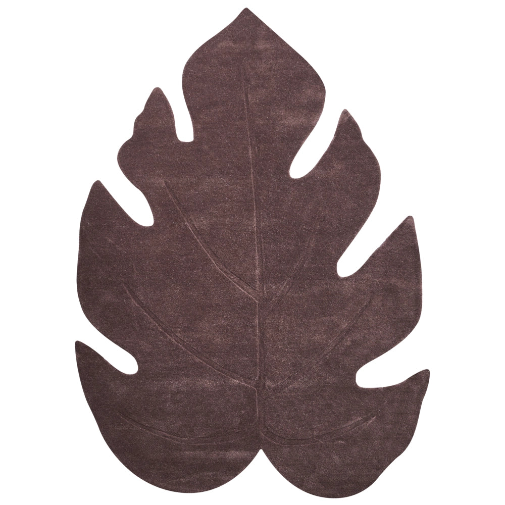 Tappeto a forma di foglia tuftato a mano 160 x 230 cm marrone scuro elemento decorativo