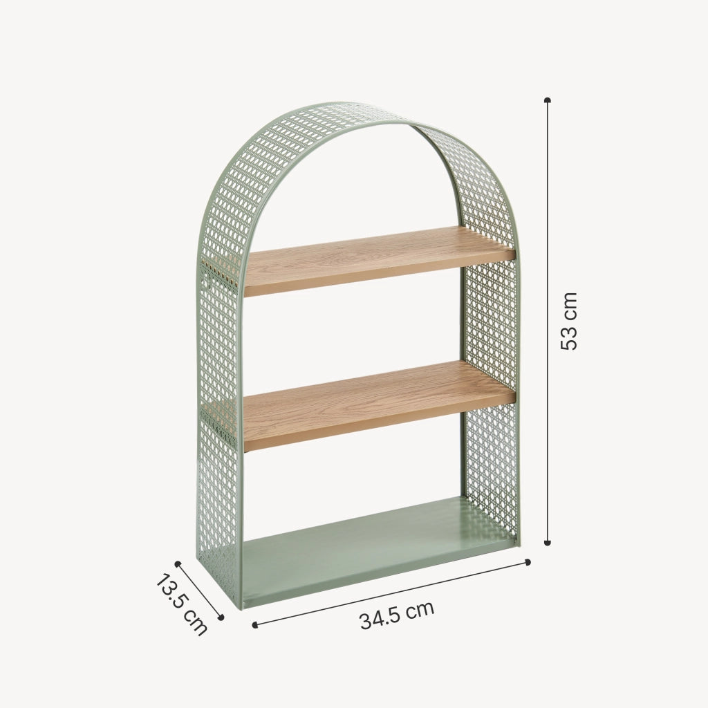 Scaffale da Parete Jäller Design Arcuato Traforato 53x35x14 cm Verde [en.casa]