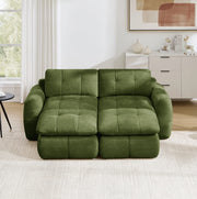 Divano modulare senza telaio in chenille verde 194x160x68 cm con seduta ampia e profonda