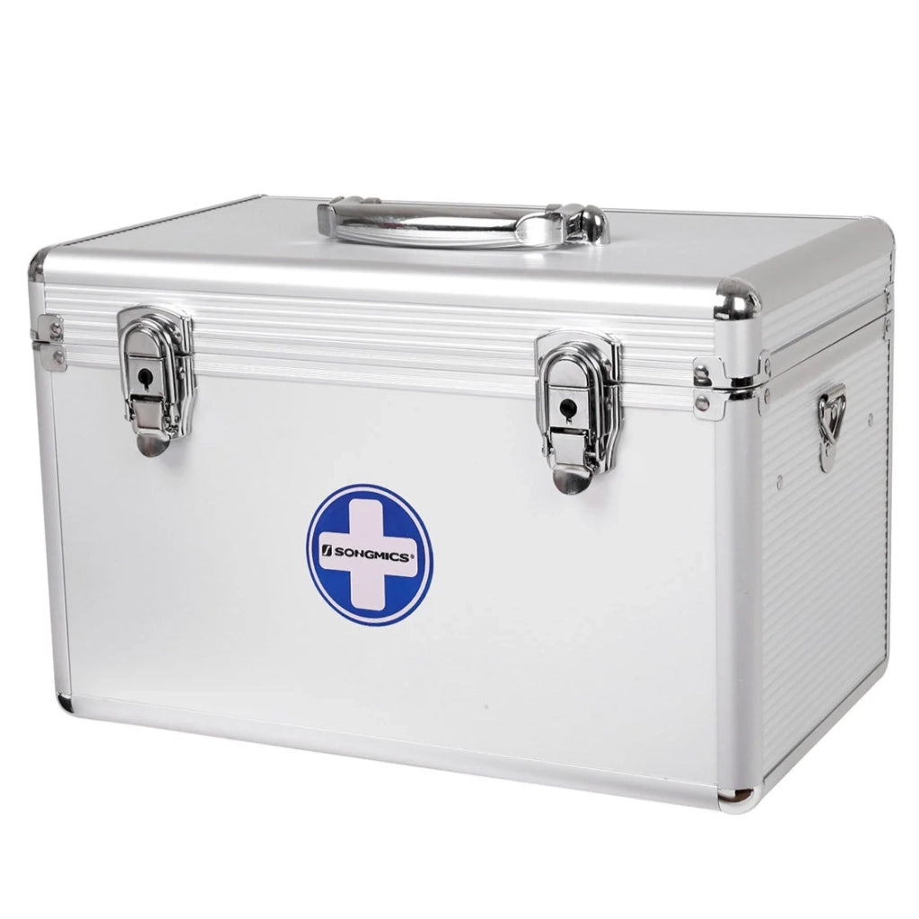 Portapillole portatile per medicinali di primo soccorso con tracolla per il trasporto di farmaci e maniglia per il trasporto barre in alluminio ABS argentate 12_0001637