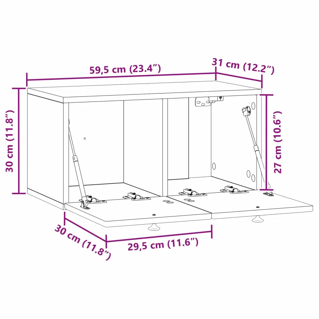 Mobile Porta TV da Muro Rovere Artigianale 59,5 x 31 x 30 cm