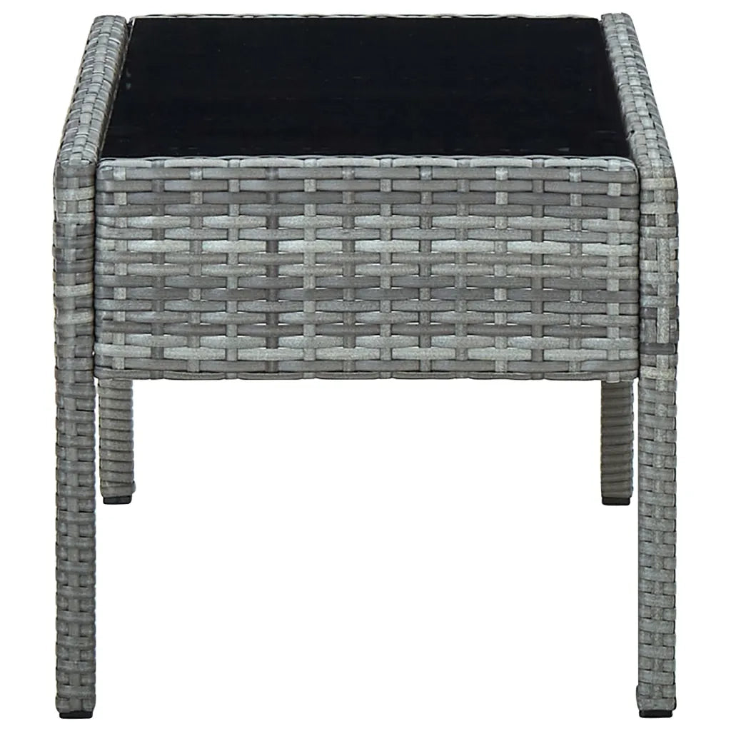 Tavolo da Giardino Grigio 75x40x37 cm in Polyrattan cod mxl 34502