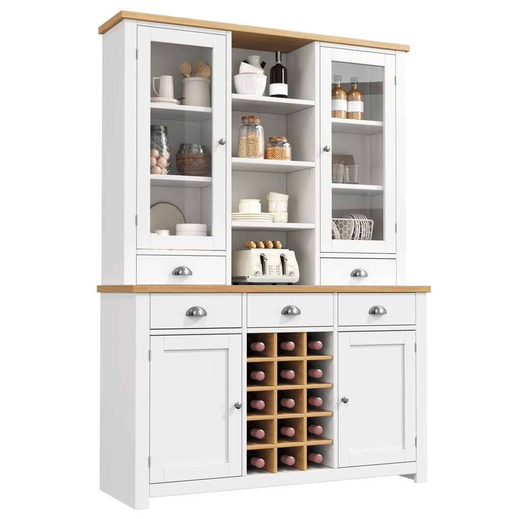 Mobile alto 120x40x185 cm con anta in vetro e chiusura soft close in MDF e metallo; bianco