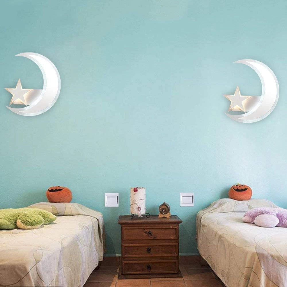 APPLIQUE LAMPADA DA PARETE A MURO MODERNA LED LUNA CON STELLA LUCE FREDDA 6500K