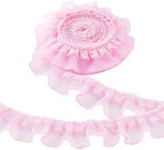 Ruche Kant 10 Metri - Design a Doppia Fasce - 6 cm Largo - Nastro di Finitura Rosa - Decorazione per Costumi - Artigianato e Fai da Te - Nastro di Finitura
