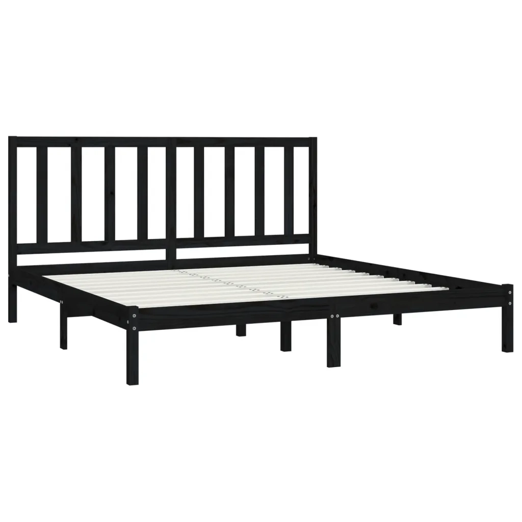 Giroletto Nero in Legno Massello di Pino 200x200 cm 3105184