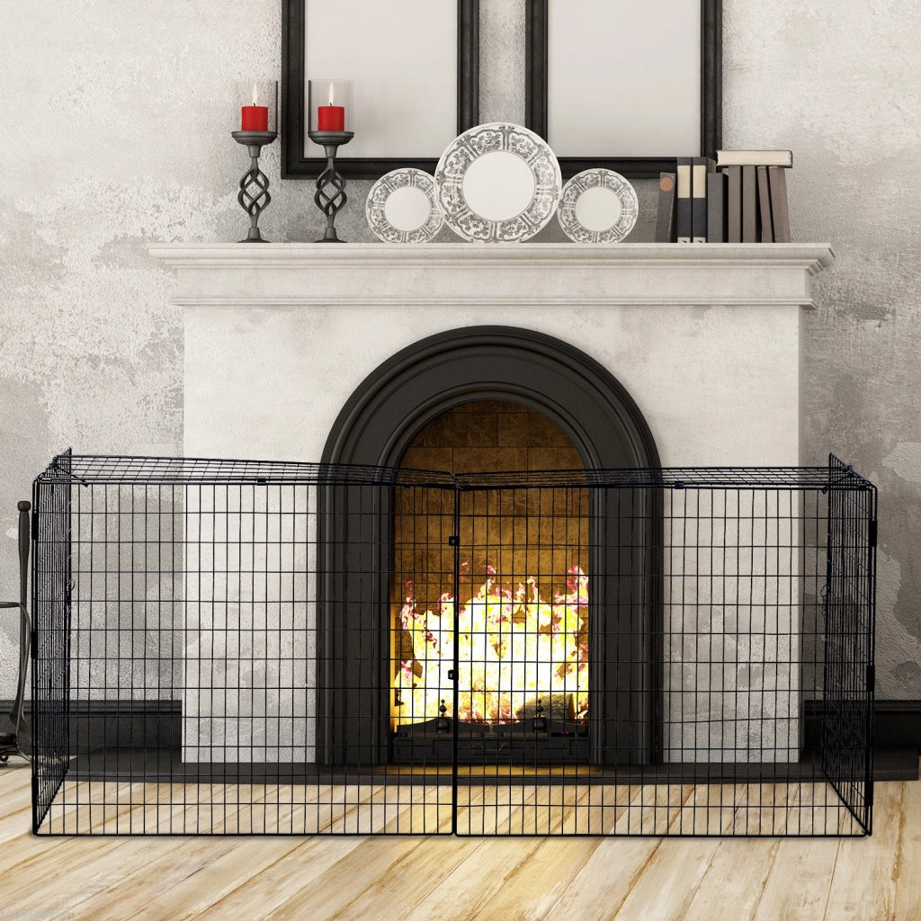 Parafuoco per Camino Regolabile 81,5-160x44x68 cm Nero ¨C Zephmum ¨C Nero Metallo