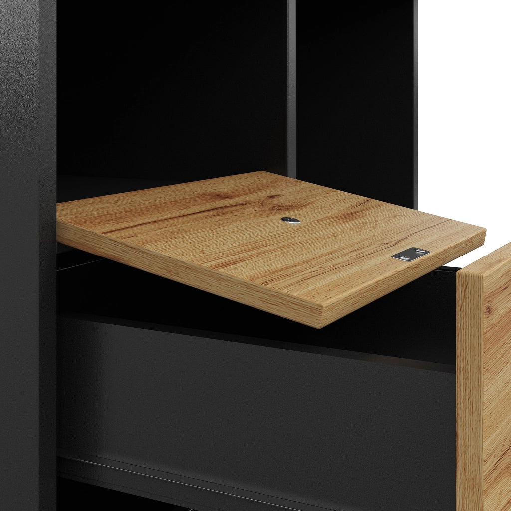 TAVOLO ALLUNGABILE 110-140x80 cm MDF Nero/Naturale con LED e USB