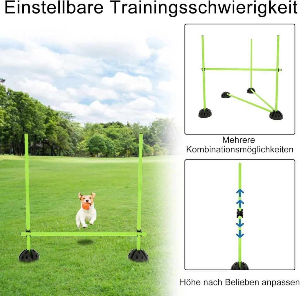 FIVMEN Agility Hostens, set di barre per allenamento e slalom, per hobby, cavallo, ostacoli per rimbalzo, dribbling e agilità, verde