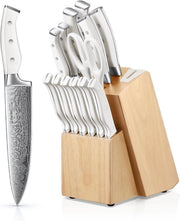 Set di Cucina con Blocco di Taglieri - Taglieri di Cucina - Taglieri in Acciaio Inossidabile - Super Affilati - Bianco
