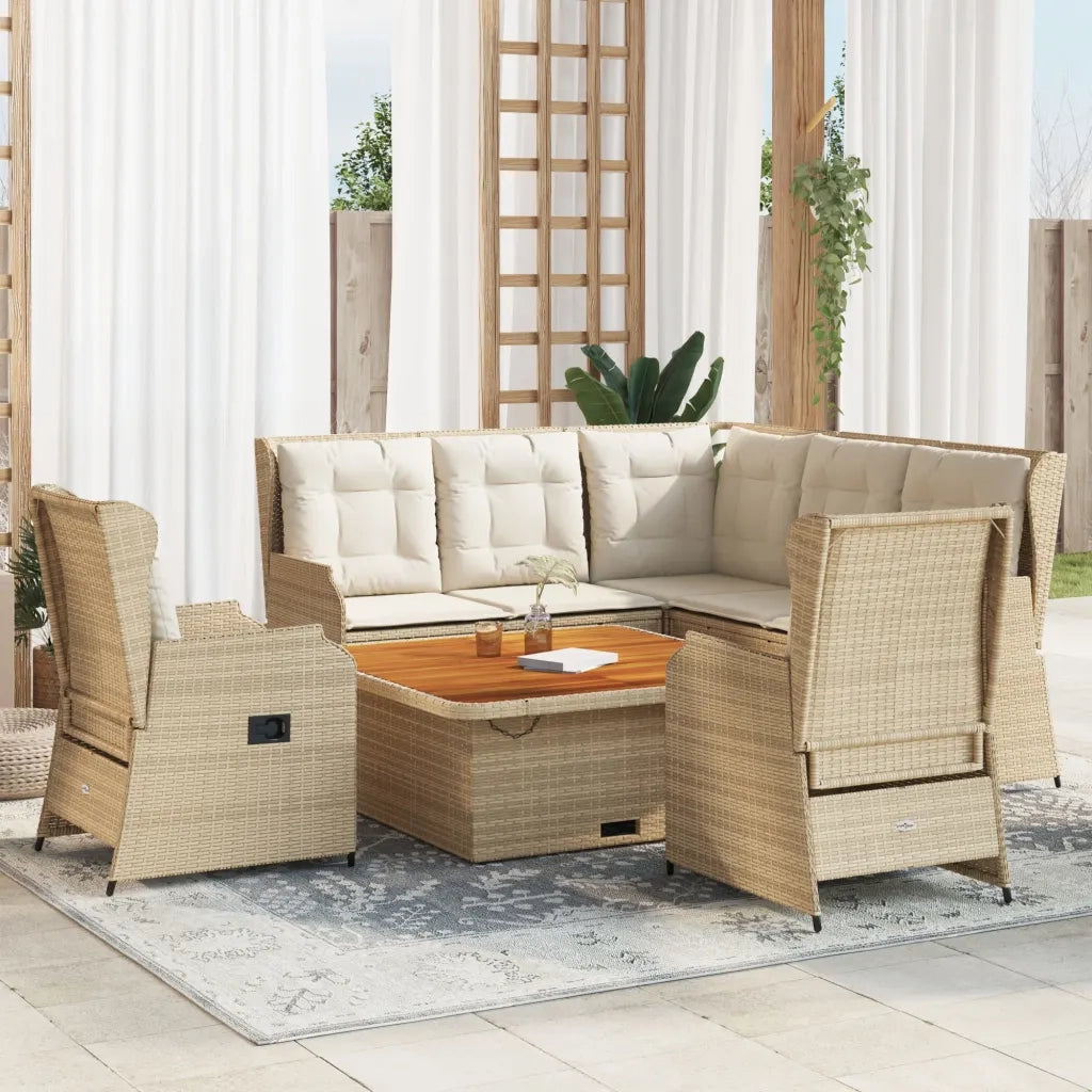 vidaXL Set Divani da Giardino 6 pz con Cuscini in Polyrattan Beige