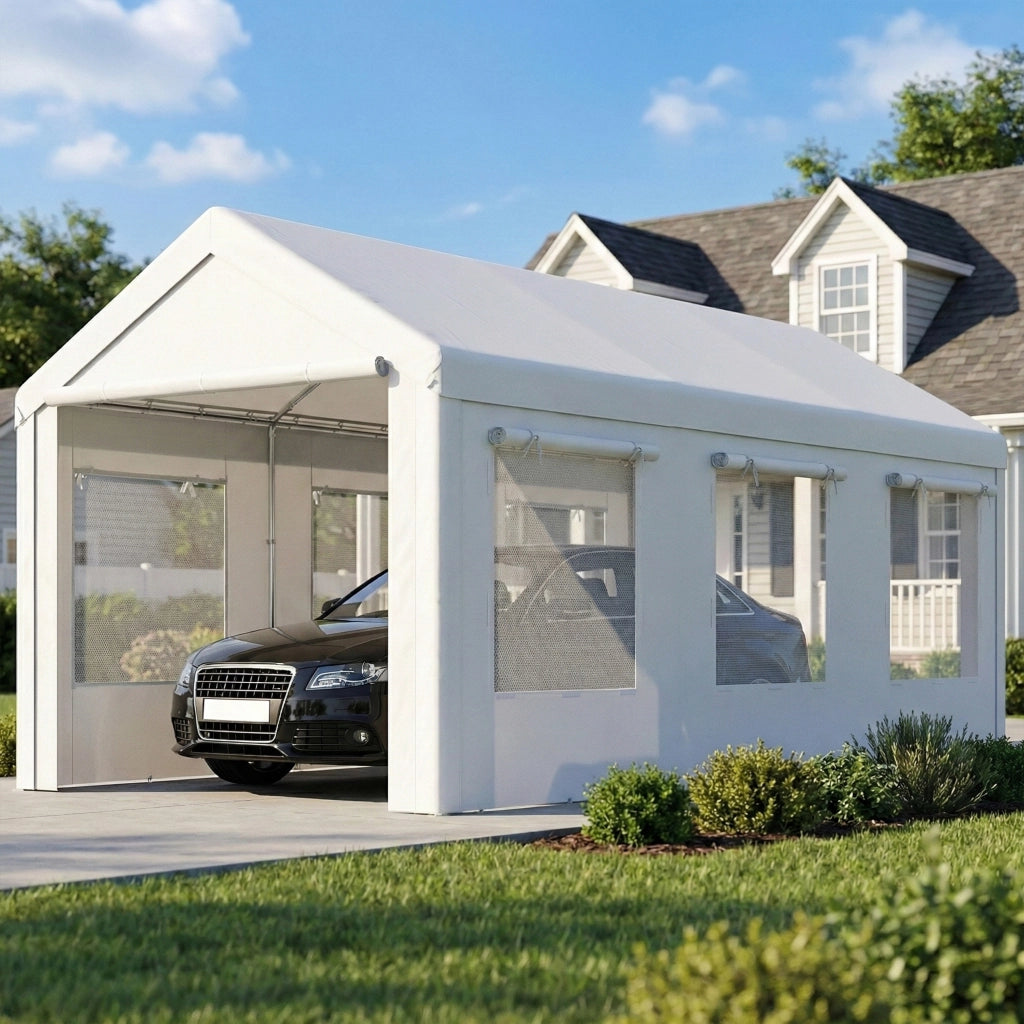 Tenda Garage Auto 3x6m ¨C Xylo ¨C Bianco con Protezione UV30+ e Zanzariera