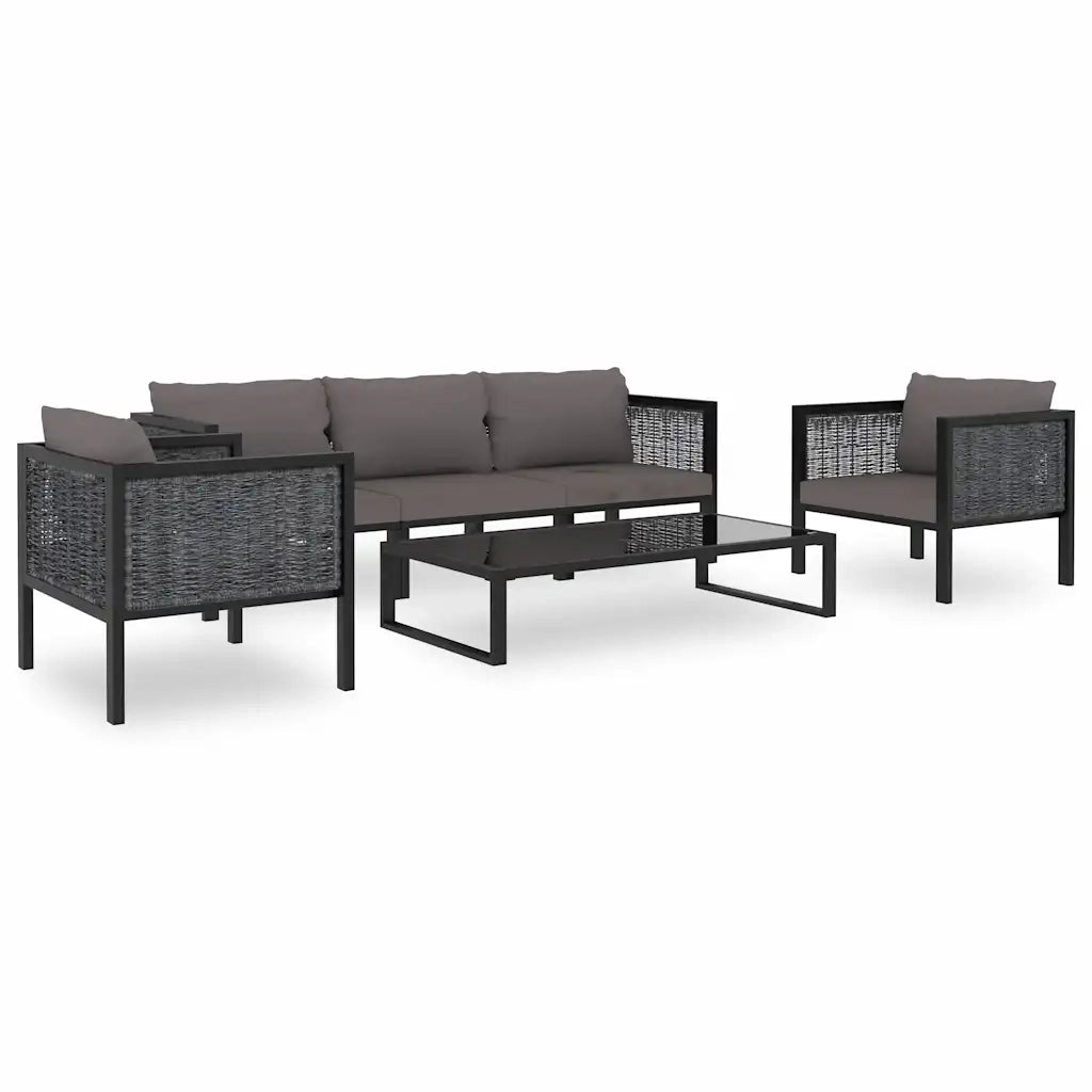 Set Divani da Giardino 6 pz con Cuscini in Polyrattan Antracite 49407