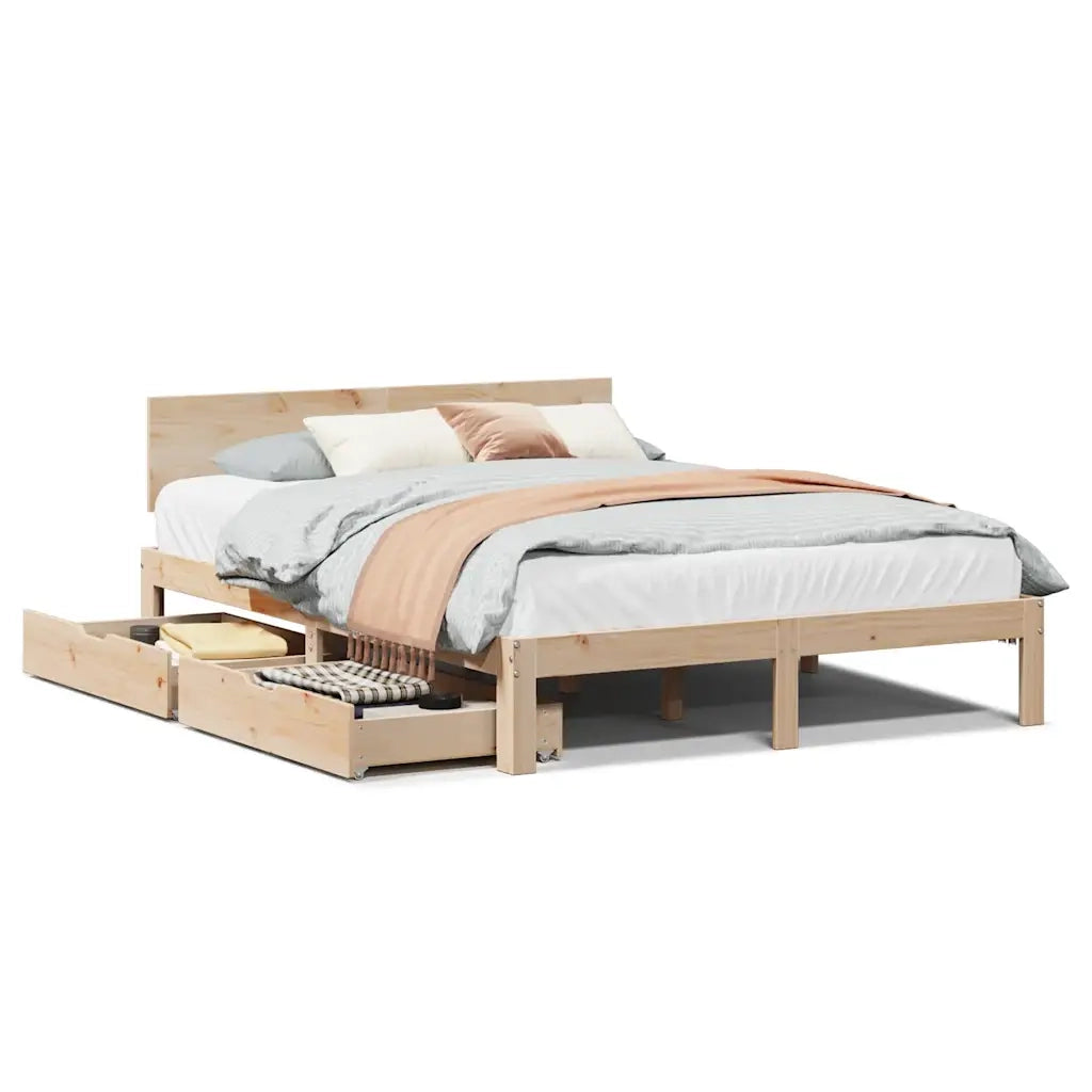 vidaXL Giroletto con Cassetti 120x190 cm in Legno Massello di Pino