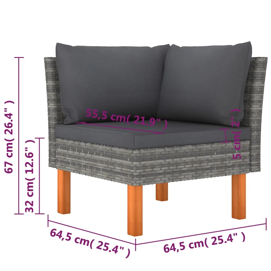Set Divani da Giardino 9 pz con Cuscini in Polyrattan Grigio cod mxl 36237