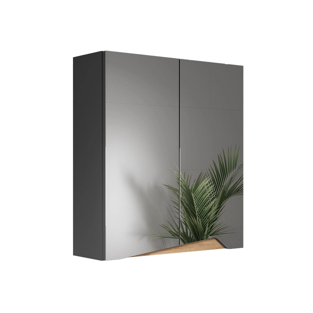 Vicco Specchio contenitore bagno Antracite/Artisan 60 x 67 cm con ripiano regolabile in altezza