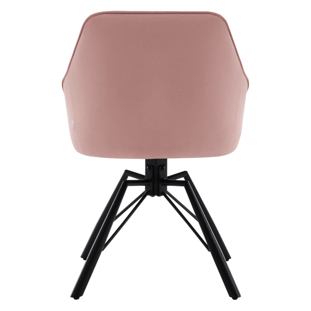 Sedia da Pranzo Set da 2 Girevole a 360° con Braccioli Design Ergonomico in Velluto Rosa