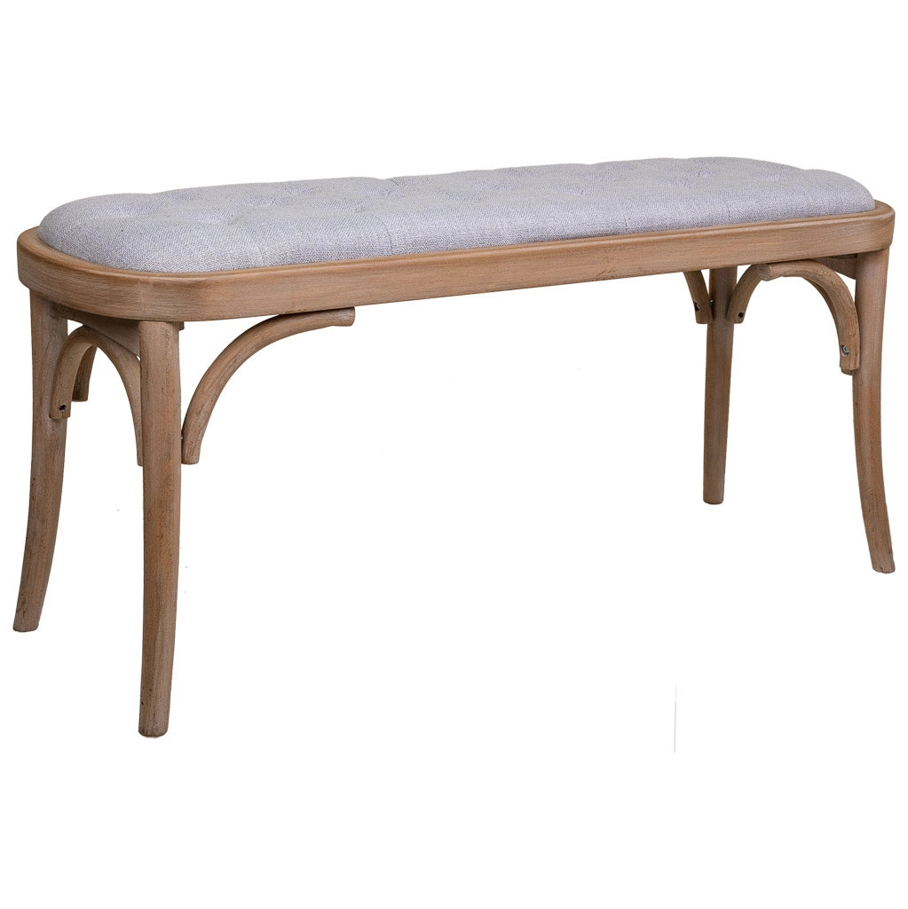 Sgabello imbottito in legno grigio 110x37x47h