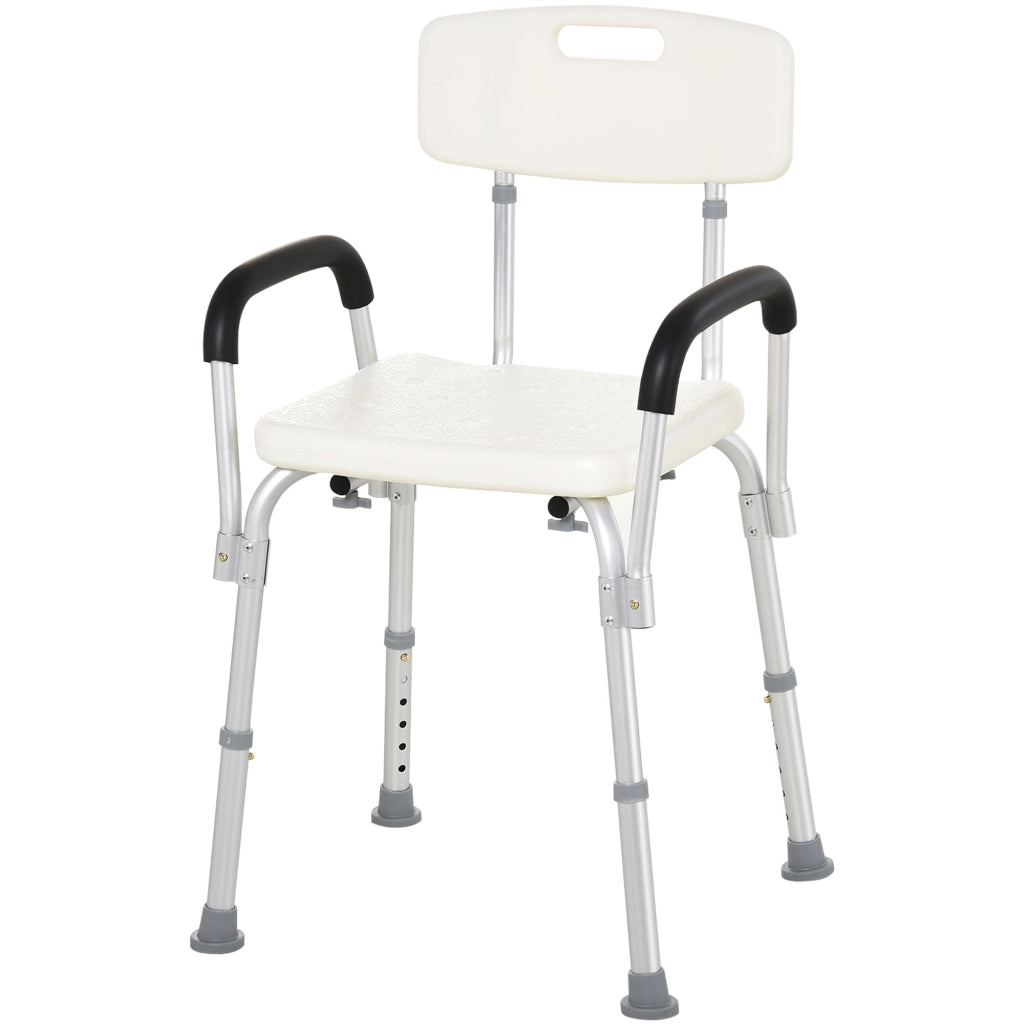 EasyComfort Sedile da doccia con schienale e braccioli Sedile da vasca, sedia regolabile in altezza
