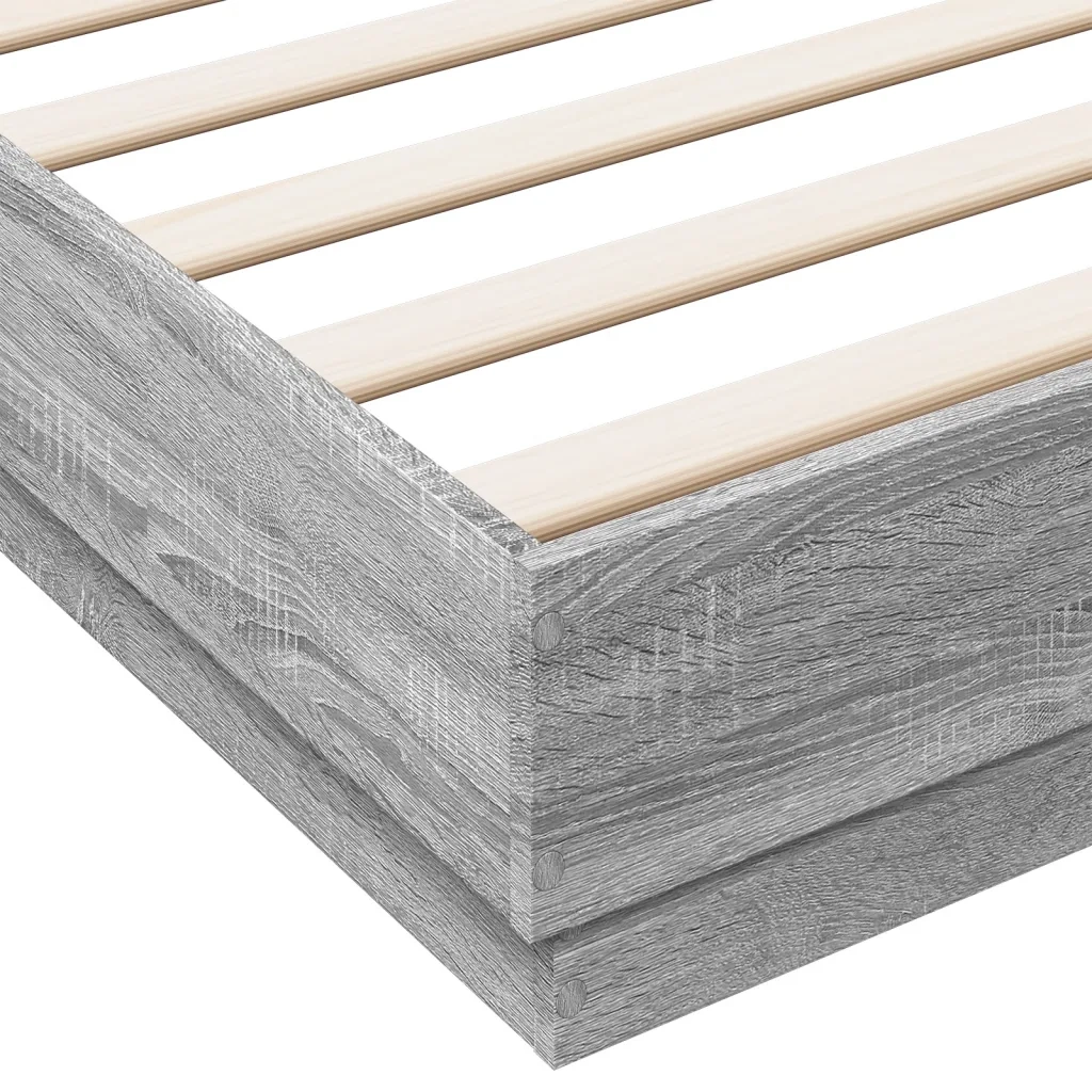 Giroletto con Luci LED-Struttura Letto Grigio Sonoma 180x200 cm