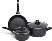 Set di Pannini Induttivi da 3 - Set di Pannini in Alluminio con Coperchi in Vetro - Multifunzionale