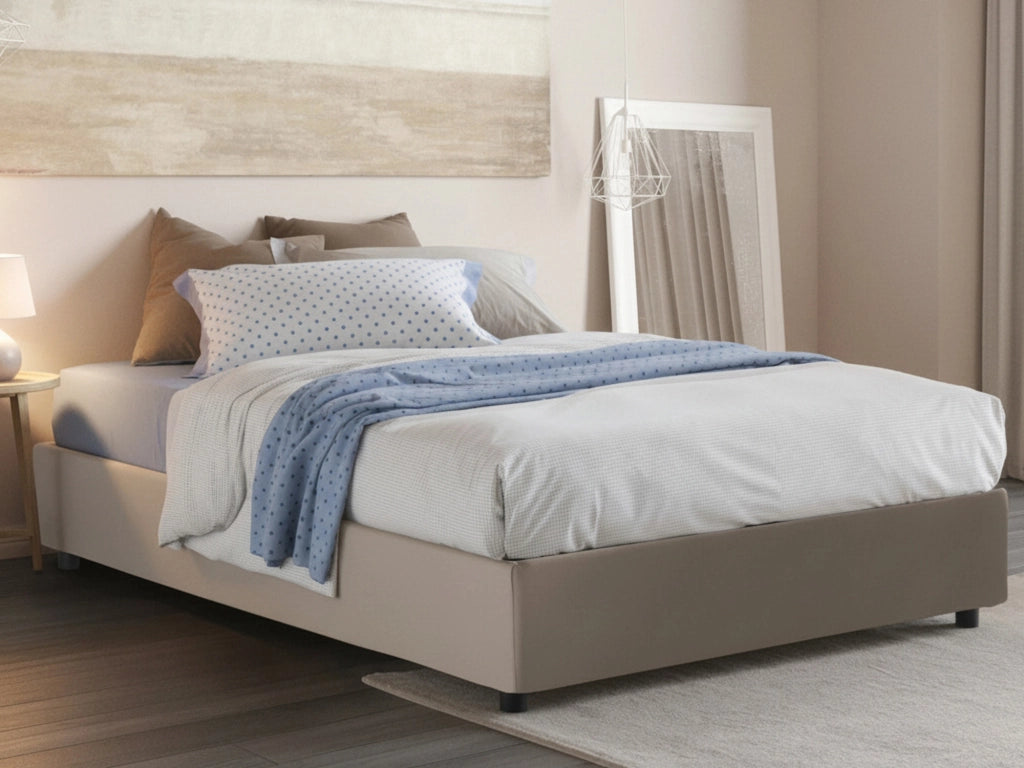 Letto Matrimoniale Archer, Letto Matrimoniale Materasso Incluso Made in Italy, Grigio