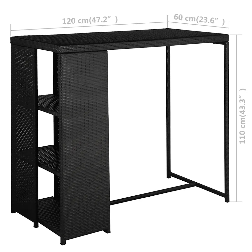 Set da Bar da Giardino 5 pz | Set Salotto da Giardino con Cuscini in Polyrattan Nero