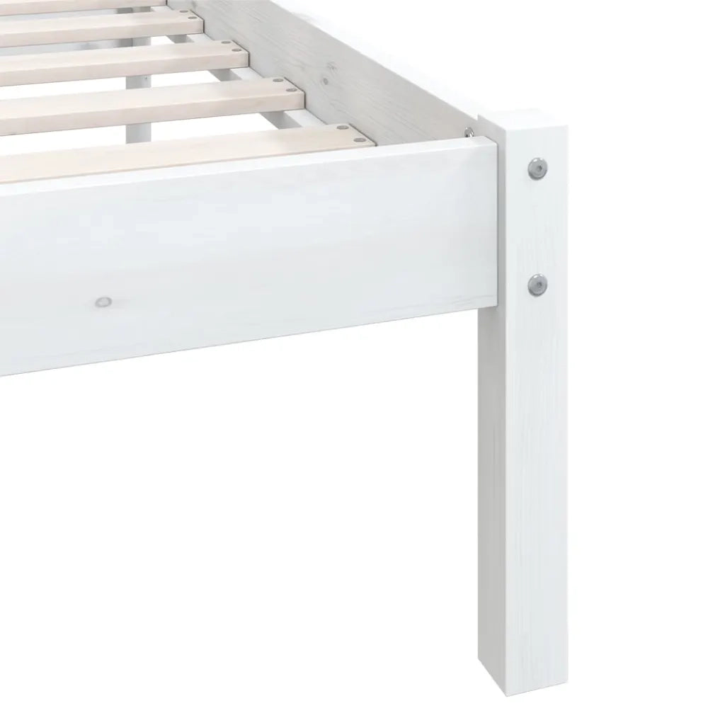 Giroletto-Struttura Letto Bianco in Legno Massello di Pino 140x190 cm 456833